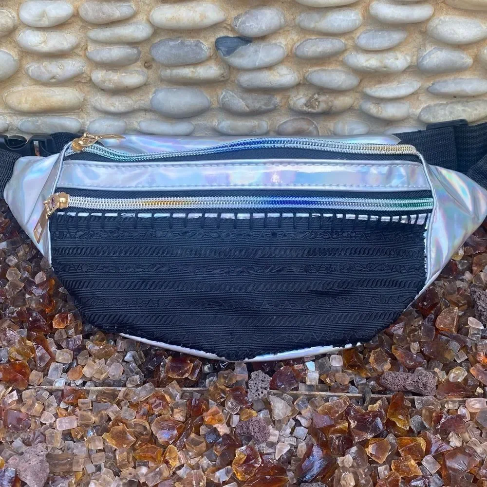 Upcycled Prada Black/Iridescent Fanny Pack/Bum Bag. EUC!